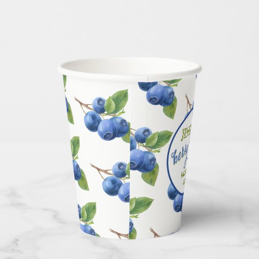 Gobelets En Papier Baby shower à thème Berry Sweet Blueberry (Droite)
