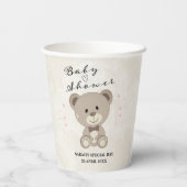 Gobelets En Papier Baby shower À Thème Ours Teddy (Filles Rose) (Verso)