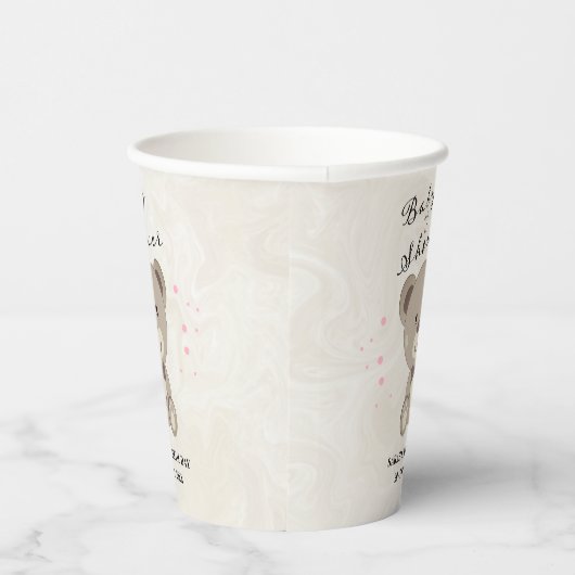 Gobelets En Papier Baby shower À Thème Ours Teddy (Filles Rose) (Droite)