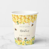 Gobelets En Papier Baby shower abeilles fleurie jaune jardin (Verso)