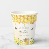 Gobelets En Papier Baby shower abeilles fleurie jaune jardin (Recto)