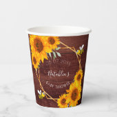 Gobelets En Papier Baby shower abeilles tournesols bois rustique brun (Verso)