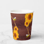 Gobelets En Papier Baby shower abeilles tournesols bois rustique brun (Gauche)