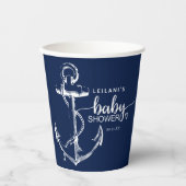 Gobelets En Papier Baby shower Ancre nautique Coupes de papier bleu m (Recto)