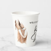 Gobelets En Papier Baby shower aquarelle illustration script simple (Recto)