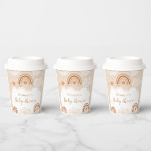 Gobelets En Papier Baby shower arc-en-ciel Boho