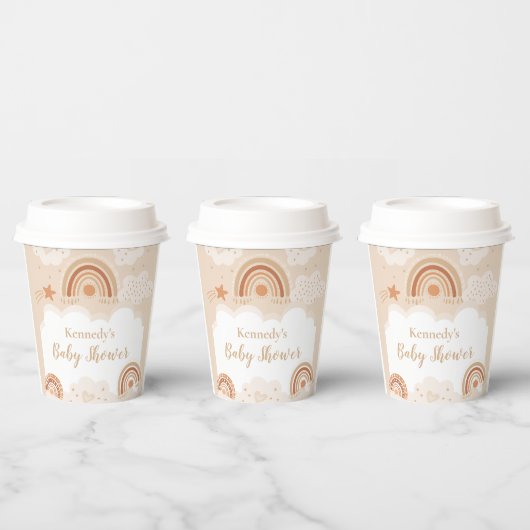 Gobelets En Papier Baby shower arc-en-ciel Boho (Multi)