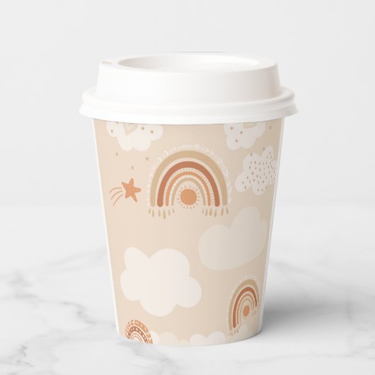 Gobelets En Papier Baby shower arc-en-ciel Boho (Verso)