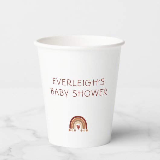 Gobelets En Papier Baby shower arc-en-ciel Boho Heart (Recto)