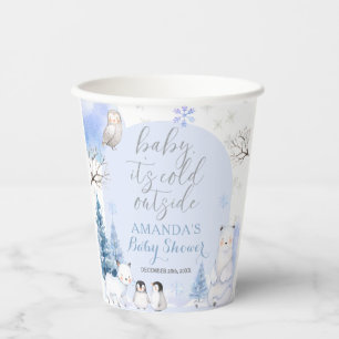Gobelets En Papier BABY SHOWER ARCTIQUE ANIMAL Snowflakes Arbres