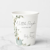 Gobelets En Papier Baby shower Automne Un Peu Citrouille Bleu (Verso)