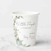 Gobelets En Papier Baby shower Automne Un Peu Citrouille Bleu (Recto)