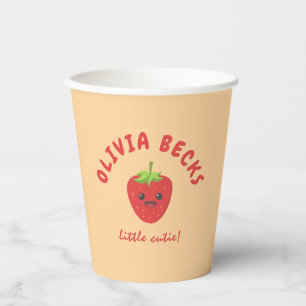 Gobelets En Papier Baby shower aux fraises Little Cutie