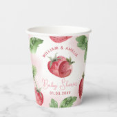 Gobelets En Papier Baby shower aux fraises roses (Verso)