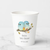 Gobelets En Papier Baby shower aux oiseaux bleus mignons (Recto)