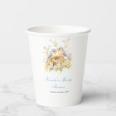 Gobelets En Papier Baby shower aux oiseaux de printemps (Verso)