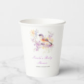 Gobelets En Papier Baby shower aux oiseaux mignons de printemps (Verso)