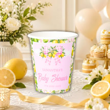 Baby Shower avec Ruban Gingham Rose et Citron