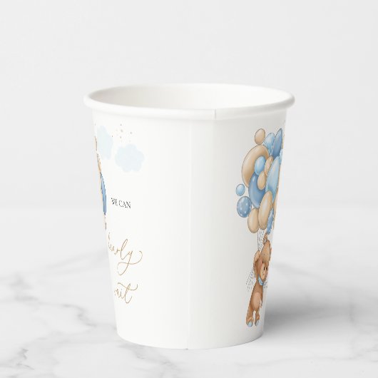 Gobelets En Papier Baby shower Ballons Bleus Ours Teddy (Droite)