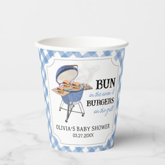 Gobelets En Papier Baby shower BBQ Burger Bleu (Recto)