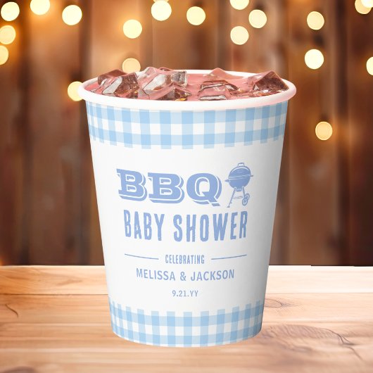 Gobelets En Papier Baby shower BBQ Jardin Bleu