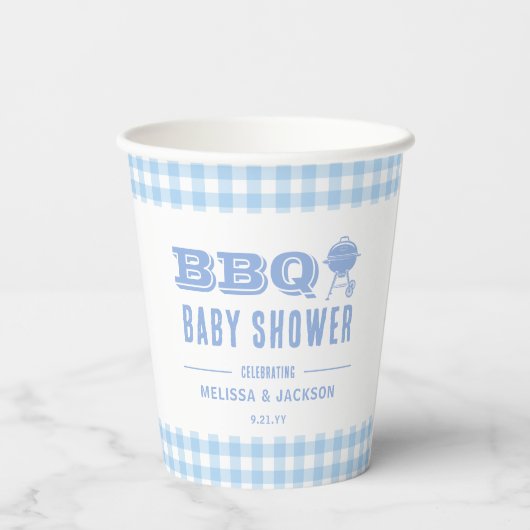 Gobelets En Papier Baby shower BBQ Jardin Bleu (Verso)