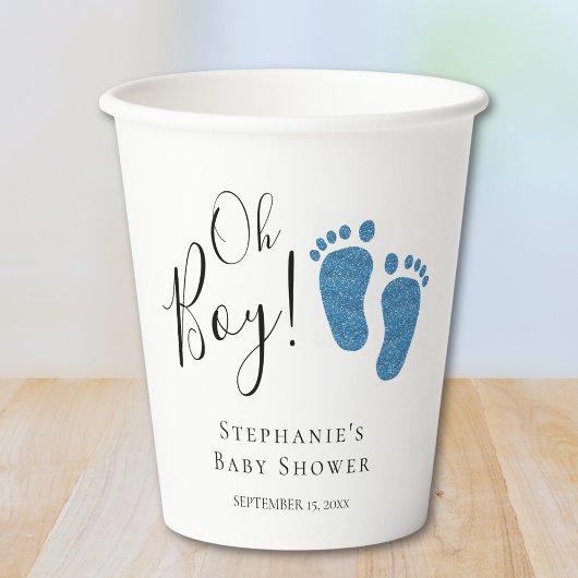 Gobelets En Papier Baby shower bébé pieds bleus
