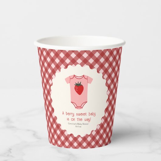 Gobelets En Papier Baby shower Berry Sweet Strawberry (Recto)