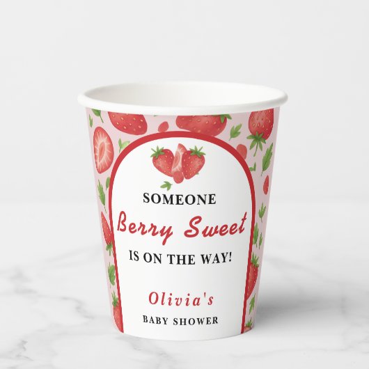 Gobelets En Papier Baby shower Berry Sweet Strawberry (Recto)