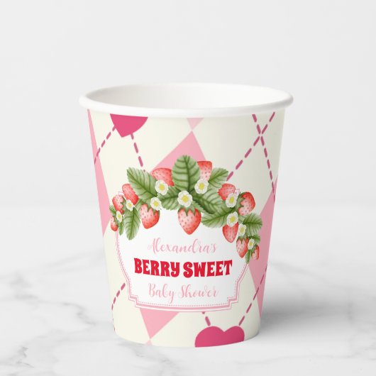 Gobelets En Papier Baby shower Berry Sweet Strawberry (Recto)
