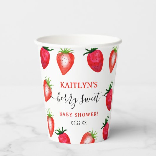 Gobelets En Papier Baby shower Berry Sweet Strawberry (Verso)