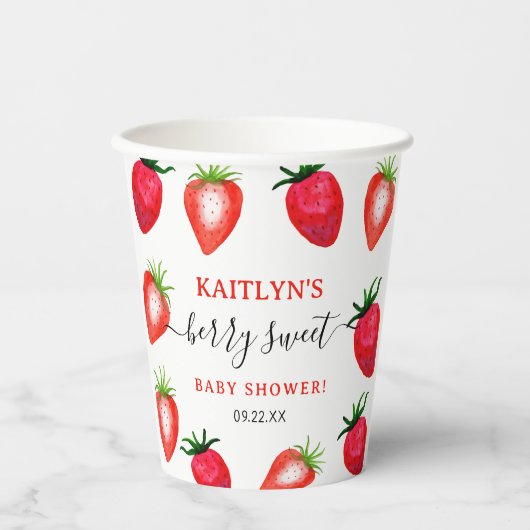 Gobelets En Papier Baby shower Berry Sweet Strawberry (Recto)