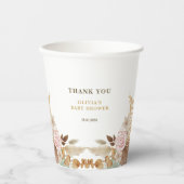 Gobelets En Papier Baby shower blanc à l'aquarelle (Recto)