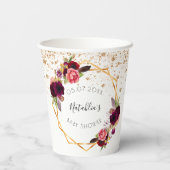 Gobelets En Papier Baby shower blanc or bordeaux parties scintillant (Verso)
