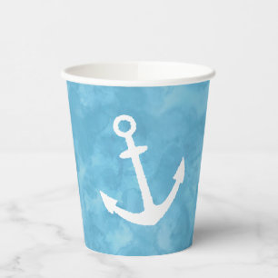 Gobelets En Papier Baby shower bleu Ancre nautique