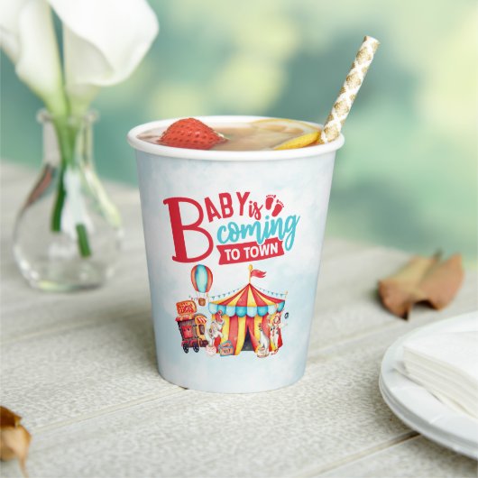 Gobelets En Papier Baby shower bleu Carnival Circus (Insitu)