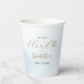 Gobelets En Papier Baby Shower Bleu Céleste Cloud 9 (Verso)