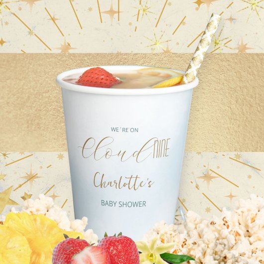 Gobelets En Papier Baby Shower Bleu Céleste Cloud 9