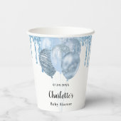 Gobelets En Papier Baby shower bleu clair garçon parties scintillant (Verso)