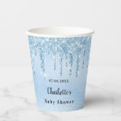 Gobelets En Papier Baby shower bleu clair parties scintillant garçon (Recto)