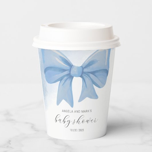 Gobelets En Papier Baby shower bleu-duvet en aquarelle (Verso)