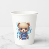 Gobelets En Papier Baby shower Bleu Teddy Bear (Recto)