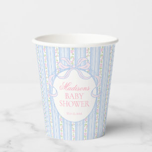 Gobelets En Papier Baby Shower Bleu Vintage Fancy Floral
