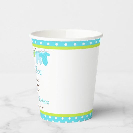 Gobelets En Papier Baby shower Blue and Green Baby Line (Gauche)