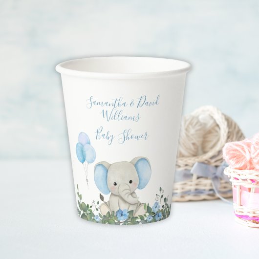 Gobelets En Papier Baby shower Blue Elephant