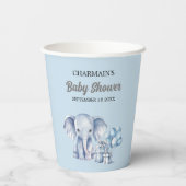 Gobelets En Papier Baby shower Blue Elephant & Balloon (Verso)