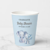 Gobelets En Papier Baby shower Blue Elephant & Balloon (Recto)