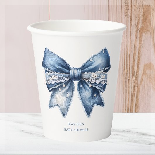 Gobelets En Papier Baby shower Blue Jean Bow