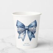 Gobelets En Papier Baby shower Blue Jean Bow (Verso)