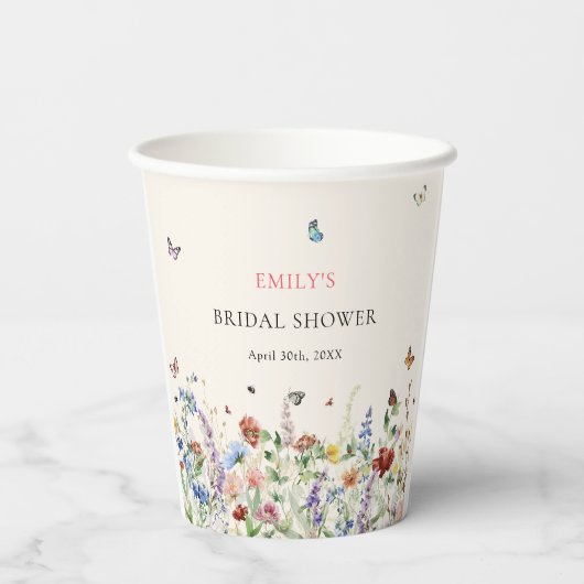 Gobelets En Papier Baby Shower Bohème Fleur Papillon (Verso)